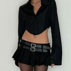 y2k double belt micro skirt iconic & youthful streetwear 8564