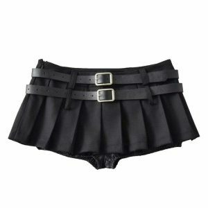 y2k double belt micro skirt iconic & youthful streetwear 8726