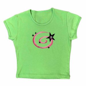y2k star cropped tee   chic & youthful streetwear icon 2397