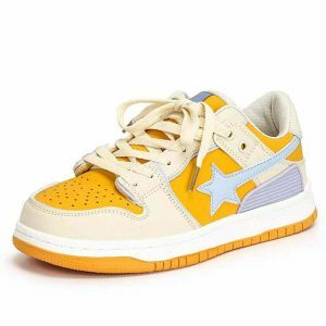 yellow star aesthetic sneakers youthful & vibrant street kicks 3390