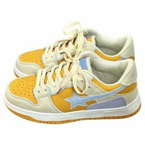 yellow star aesthetic sneakers youthful & vibrant street kicks 7601