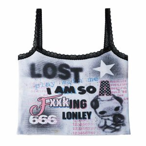 youthful 00's style i am so lonely skinny tank 2679