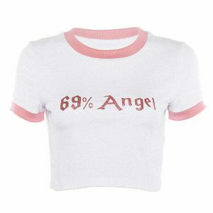 youthful 69 angel crop tee   chic & bold streetwear staple 3725