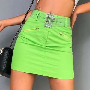 youthful acid spark green skirt   vibrant streetwear icon 4716