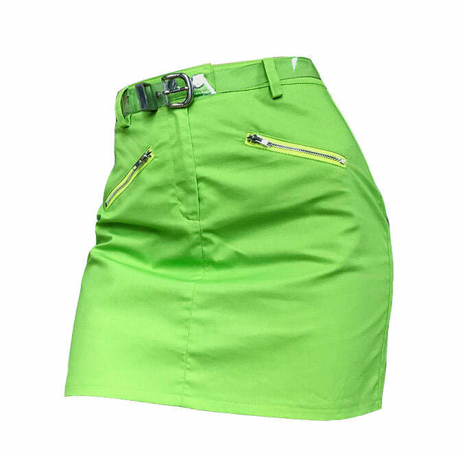youthful acid spark green skirt   vibrant streetwear icon 7340