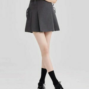 youthful aesthetic grey mini skirt   chic & trendy style 3966