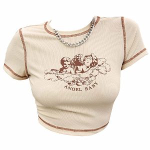 youthful angel baby crop top   chic & retro streetwear gem 1627