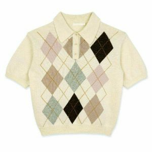 youthful argyle collar top custom crafted design 4667