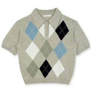 youthful argyle collar top custom crafted design 5116