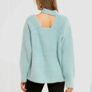 youthful asymmetric choker neck sweater edgy design 7979