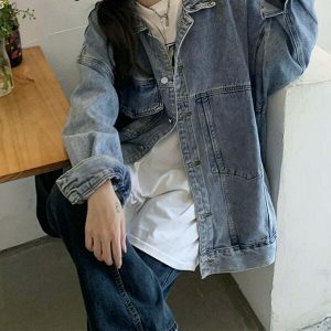youthful asymmetrical denim jacket cozy & trendsetting 2351