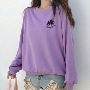 youthful baby grape sweatshirt   quirky & cozy streetwear 1233