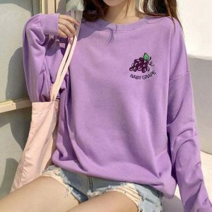 youthful baby grape sweatshirt   quirky & cozy streetwear 1367