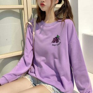 youthful baby grape sweatshirt   quirky & cozy streetwear 6137