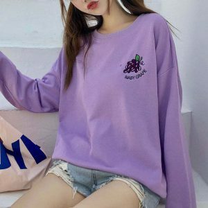 youthful baby grape sweatshirt   quirky & cozy streetwear 8751