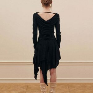 youthful balletcore asymmetrical skirt   chic mid length 1165
