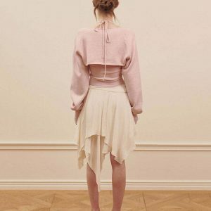 youthful balletcore asymmetrical skirt   chic mid length 3147