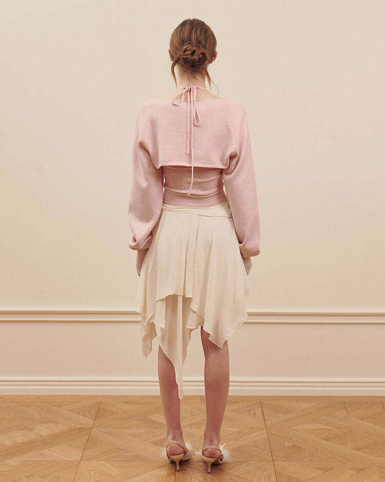 youthful balletcore asymmetrical skirt   chic mid length 3147