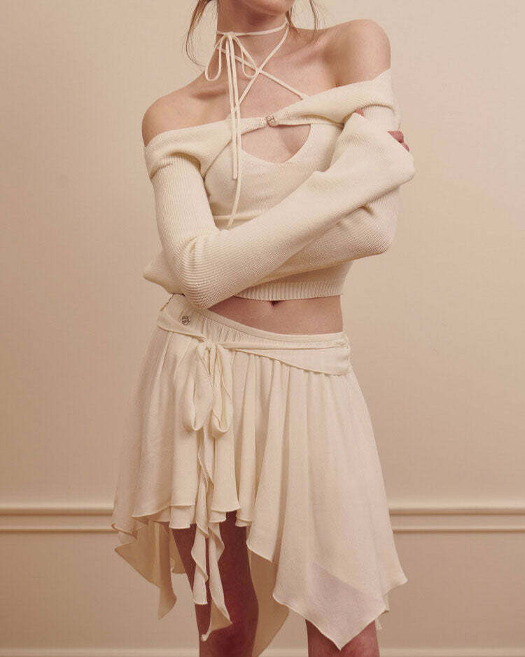 youthful balletcore asymmetrical skirt   chic mid length 3331