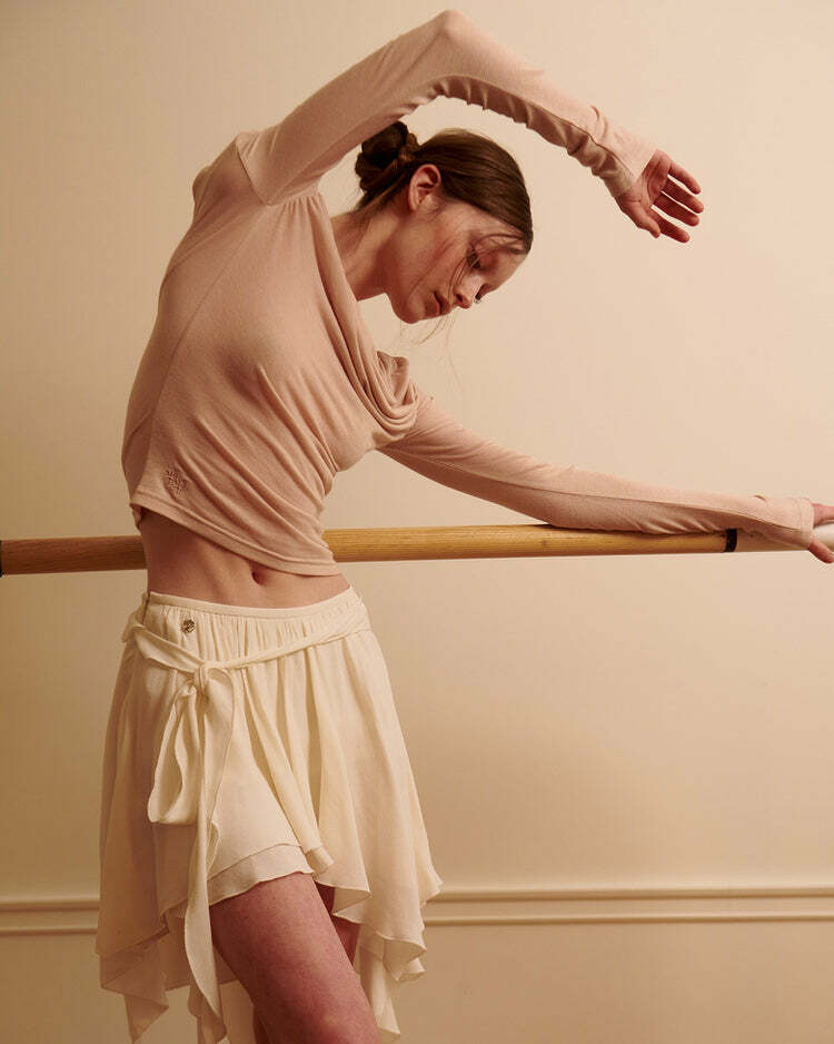 youthful balletcore asymmetrical skirt   chic mid length 3355