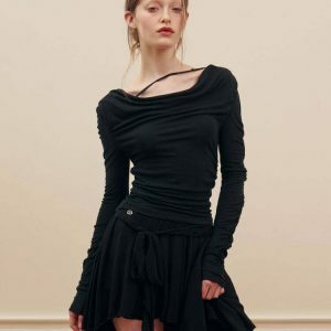 youthful balletcore asymmetrical skirt   chic mid length 4881