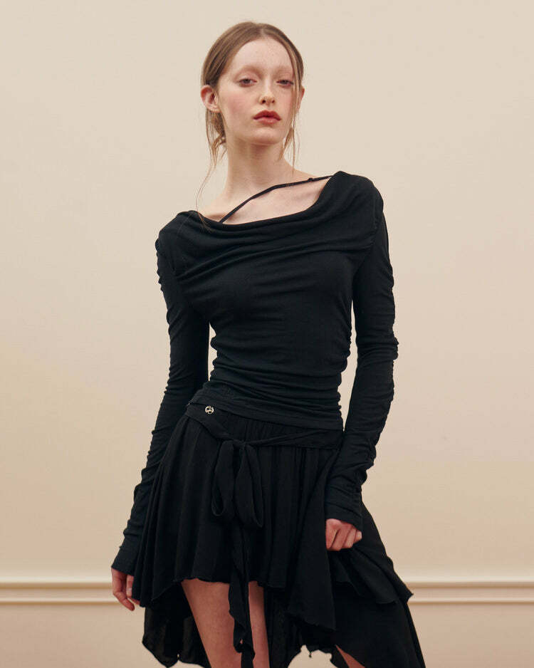 youthful balletcore asymmetrical skirt   chic mid length 4881