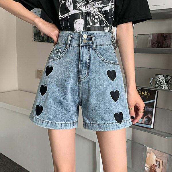 youthful black hearts shorts   chic & trendy streetwear staple 1209