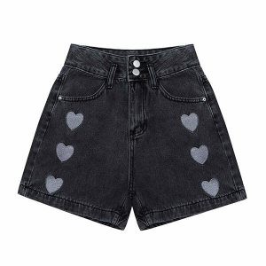 youthful black hearts shorts   chic & trendy streetwear staple 1796