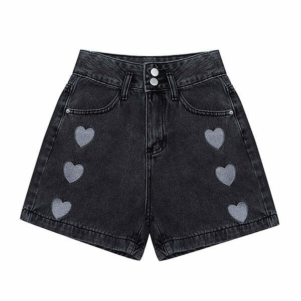 youthful black hearts shorts   chic & trendy streetwear staple 1796