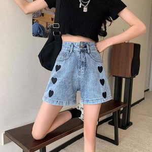youthful black hearts shorts   chic & trendy streetwear staple 7588