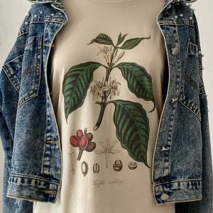 youthful botanical tee oversized & vibrant streetwear 1044