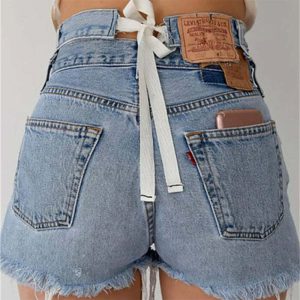 youthful bow tie denim shorts permanent vacation vibes 4770