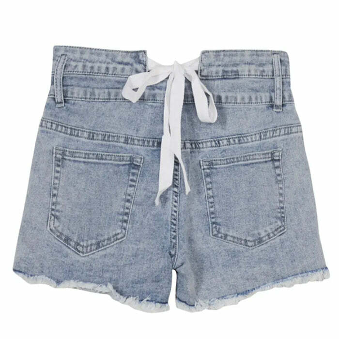youthful bow tie denim shorts permanent vacation vibes 5255