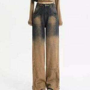 youthful brown aesthetic jeans one way ticket design 3266