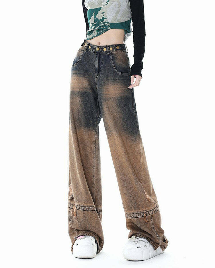 youthful brown aesthetic jeans one way ticket design 3820