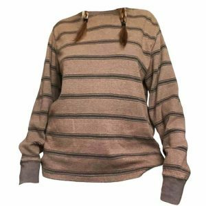 youthful brown striped top longsleeve & chic appeal 3347