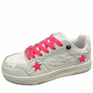 youthful bubblegum pink star sneakers   white & vibrant 4785