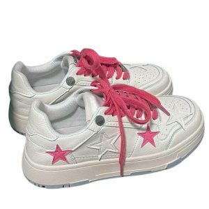 youthful bubblegum pink star sneakers   white & vibrant 6914