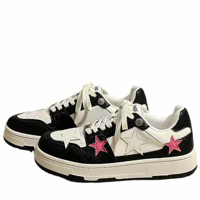 youthful bubblegum pink star sneakers in black 1806