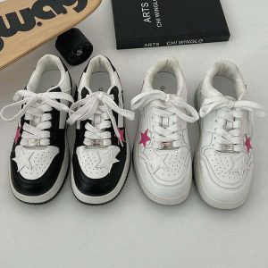 youthful bubblegum pink star sneakers in black 4321