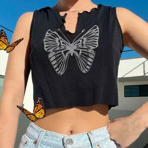 youthful butterfly crop tee downtown girl style 8763