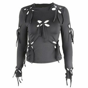 youthful butterfly cut out top   chic & trendy streetwear 3443