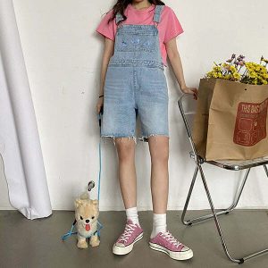 youthful butterfly denim dungarees chic & playful style 1519