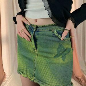 youthful butterfly denim skirt iconic y2k streetwear 4687