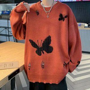 youthful butterfly embroidered sweater soft & trendy 2201