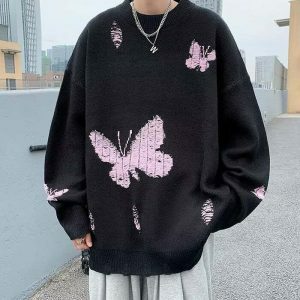 youthful butterfly embroidered sweater soft & trendy 3118