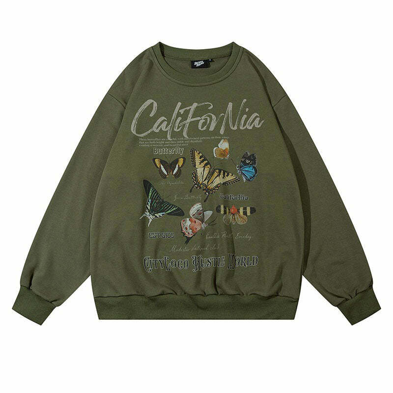 youthful butterfly print sweatshirt aesthetic & trendy 5777