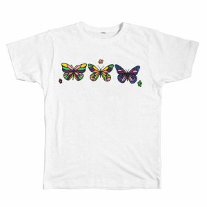 youthful butterfly print t shirt   chic & vibrant style 4353