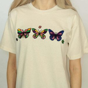 youthful butterfly print t shirt   chic & vibrant style 4780