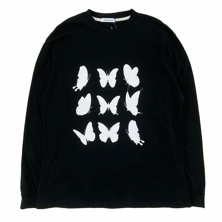 youthful butterfly print tee long sleeves & chic design 4653